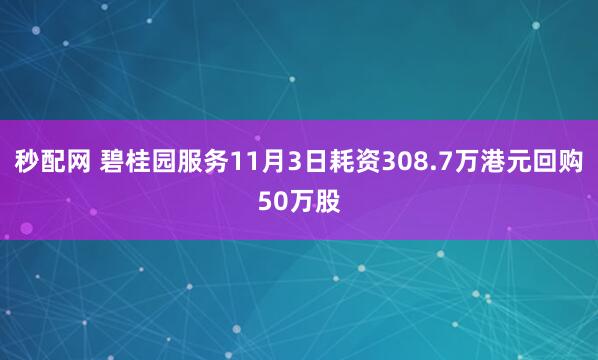 秒配网 碧桂园服务11月3日耗资308.7万港元回购50万股